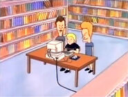 Beavis, Butt-Head and Stewart using the computer.