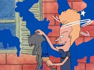Beavis painting Mr. Anderson's cat's butt blue.