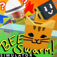 Basic Bee flying behind Tabby Bee in an older version of the game's icon.