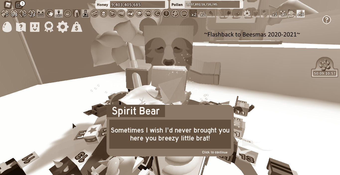 I finished the final Spirit Bear Quest! What next? : r/BeeSwarmSimulator