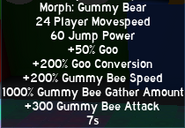 Gummy Bear Morph's old stats.