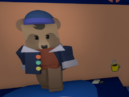 A Yellow Coffee Mug Sticker hidden behind Dapper Bear.