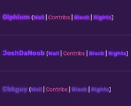 Different shades of purple applied to staff members' names of various user groups.