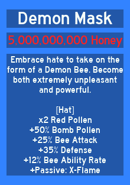The previous stats for the Demon Mask.