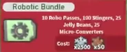Ten Robo Passes along with other items in the Robotic Bundle from Bee Bear's Catalog during Beesmas 2022.