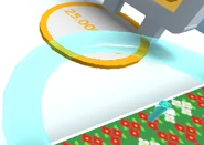 Text becoming invisible through the water of the sprinkler.