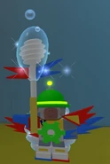 Ronett.jpg (132 KB) Onett with a green robot mask and a cog on his belt during Beesmas 2022.