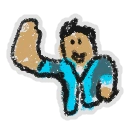 Hivesticker waving townsperson