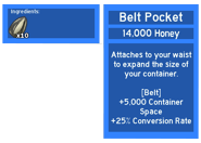 Belt Pocket’s old stats.