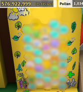 Stickers on the Bee section of a player's Hive.