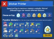 The menu of the Sticker Printer.