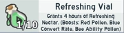 A Refreshing Vial in the Inventory Menu.