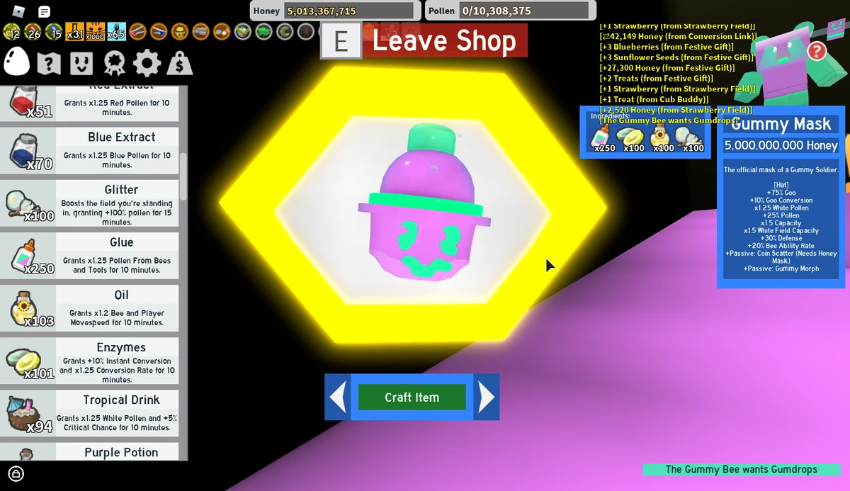 User blogTheoof12/GG Gummy mask Bee Swarm Simulator Wiki Fandom