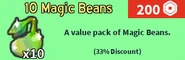 A pack of 10 Magic Beans in the shop.