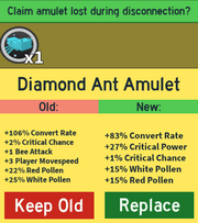 The message that appears when a player joins a server after disconnecting with an undecided amulet.