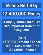 The old stats and price of the Mondo Belt Bag prior to the 2018-11-25 update.