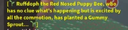 "🌱Ruffdoph the Red Nosed Puppy Bee, who has no clue what's happening but is excited by all the commotion, has planted a Gummy Sprout...🌱" (End of Beesmas 2020)