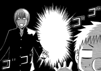 Oga and Furuichi are shocked to see Baby Beel run away from them.