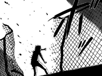 Oga struck by Takamiya's attack.