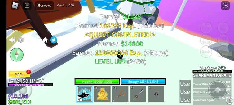 Hitting Max level (2450) In Blox Fruits 