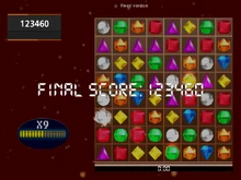 A 5-min game of Blitz at its conclusion, showcasing the unique "Final Score" splash emulating the original from Twist. Release pictured is v0.93b.