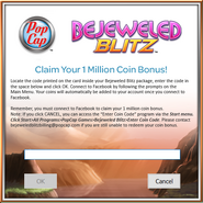 Menu to enter code to claim 1 Million coins