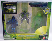 Cloaked Big Chill, Nanomech and translucent green Humungousaur toys in packaging (Alien Swarm)