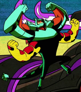 XLRArmBlastDiamondHeat in a comic book-styled flashback in Omni-Copped