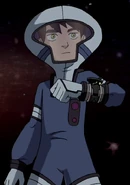 Ben in a pale blue spacesuit in Secret of the Omnitrix (helmet)