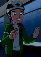 Jimmy wearing a bicycle helmet in The Big Story