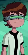 11-year-old Ben wearing a Psycholeopterran-proof visor in Malefactor