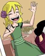 Lucy in the Original Series with a green dress and flower in her hair