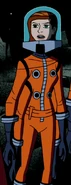 Gwen in an orange spacesuit in Birds of a Feather