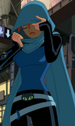 Gwendolyn with her hood up in Ben 10,000