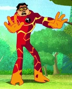 Maurice's head on Heatblast's body in Heads of the Family