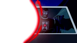 Disparo de energia vermelha.