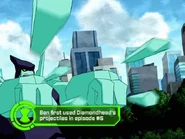 Ben first used Diamondhead's projectiles in episode #5