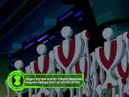 Vilgax's crew are all robots because organic beings are too afraid of him