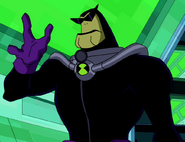 Bullfrag wearing an Incursean uniform with the Omnitrix symbol exposed