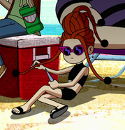 Frightwig in beachwear in Vote Zombozo