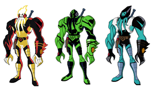 Vilgax fused with Heatblast, Upgrade, and XLR8