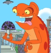 Steve in Roads' eyes. He's eating a purple Super Mushroom! That explains how he got so big...