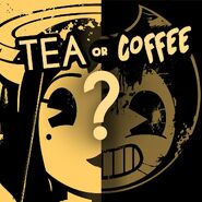 Bendy na zdjęciu z pytaniem "Herbat czy Kawa?" wraz z Alice (zdjęcie z Twittera)