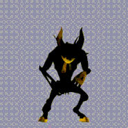 The Ink Demon pointing at something.