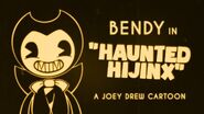 Bendy in his vampire costume in the "Haunted Hijinx" video thumbnail.