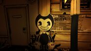 Bendy's cutout next to Sammy's office.