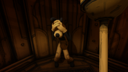 Boris shivering in fright when Ink Bendy spawns.