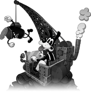 Boris operating a crane after defeating Canoodle.