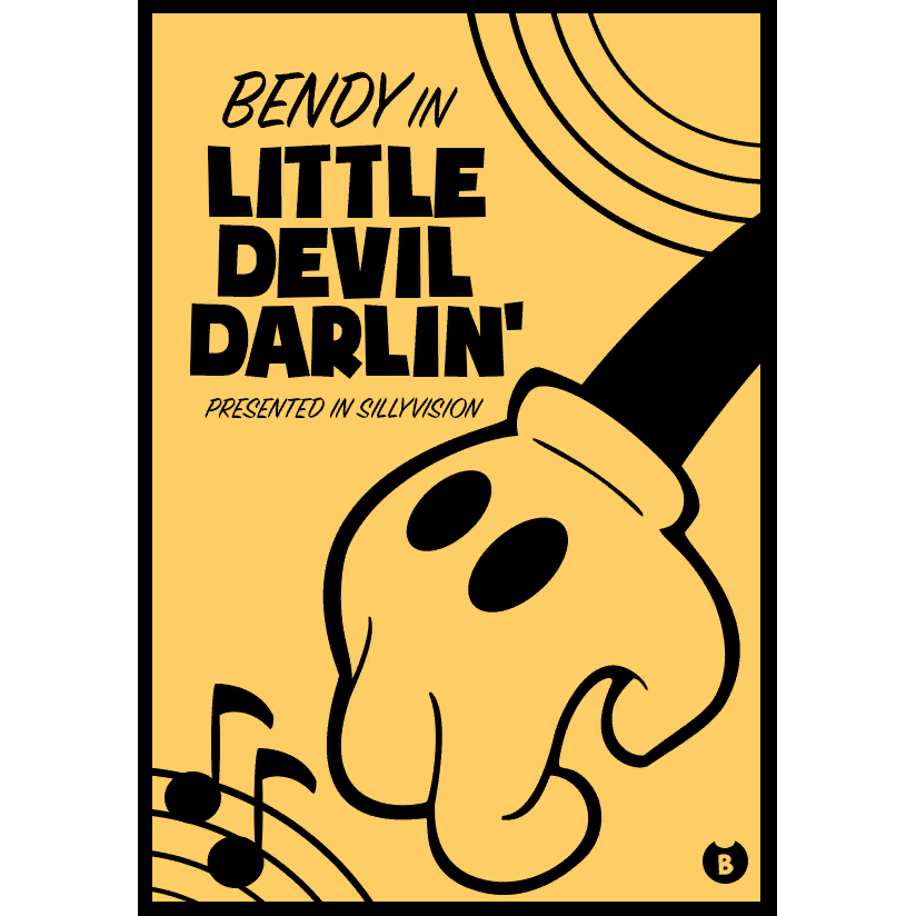 Песня little devil. БЕНДИ И чернильная машина плакаты. Bendy little Devil Darlin. Плакаты из БЕНДИ. Плакат БЕНДИ работа тяжела работа весела.