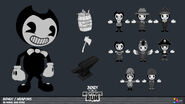 Bendy in the collection of costumes and weapons.